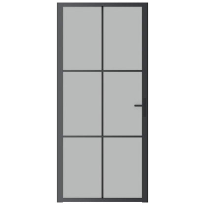 Innentür 93x201,5 cm Schwarz Mattglas und Aluminium