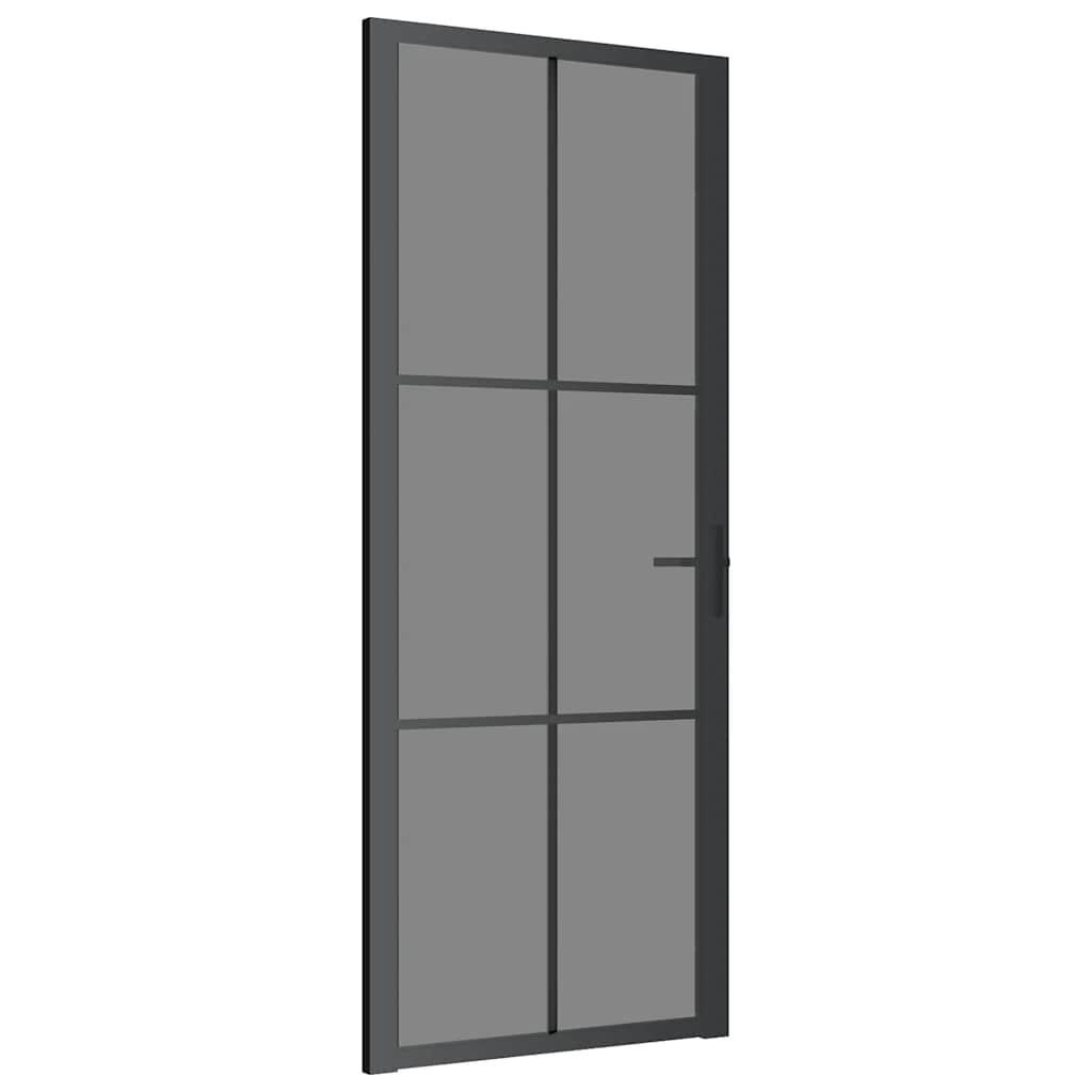 Innentür 83x201,5 cm Schwarz ESG-Glas und Aluminium