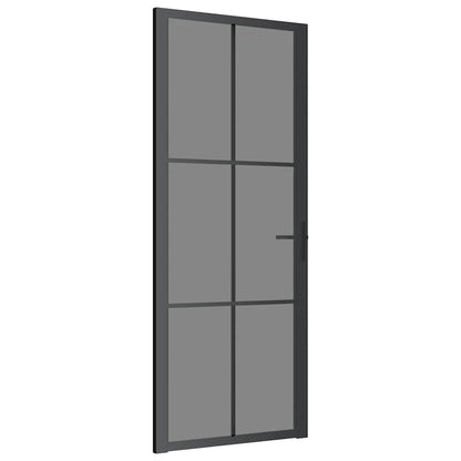 Innentür 83x201,5 cm Schwarz ESG-Glas und Aluminium