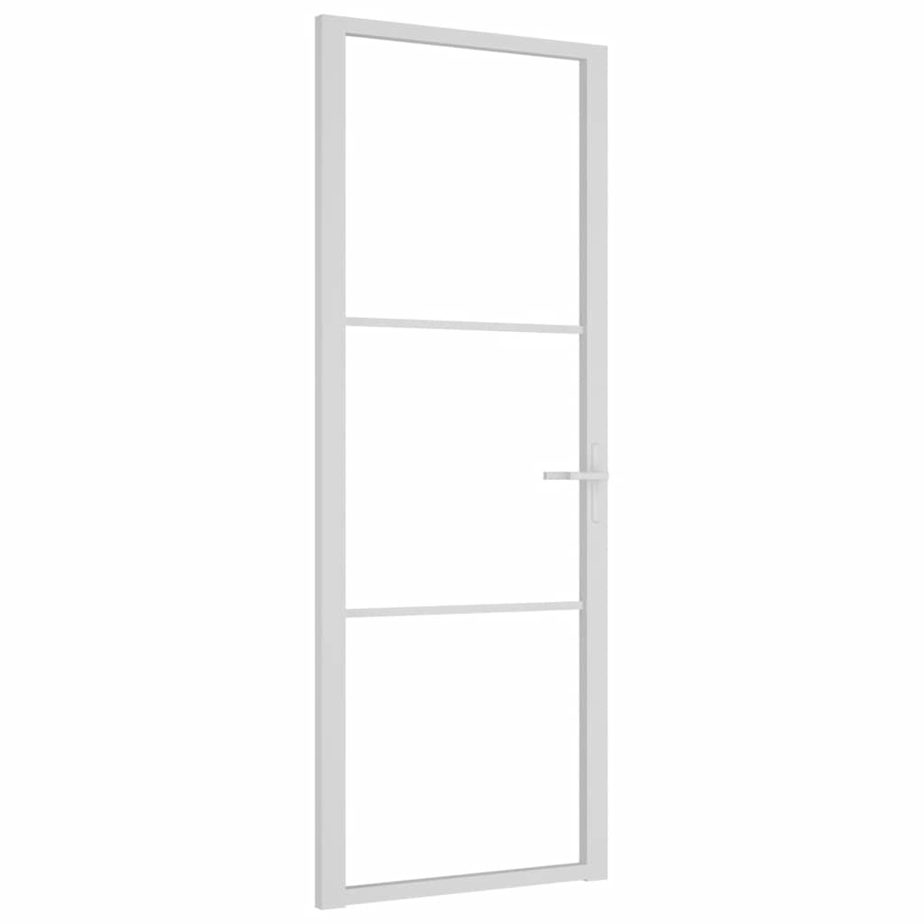 Innentür 76x201,5 cm Weiß ESG-Glas und Aluminium
