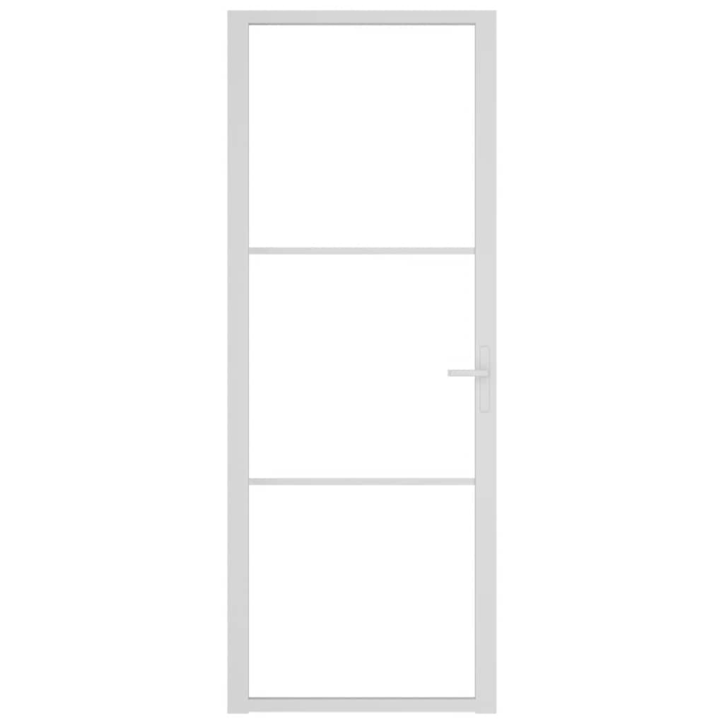 Innentür 76x201,5 cm Weiß ESG-Glas und Aluminium