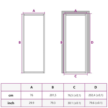 Innentür 76x201,5 cm Weiß ESG-Glas und Aluminium