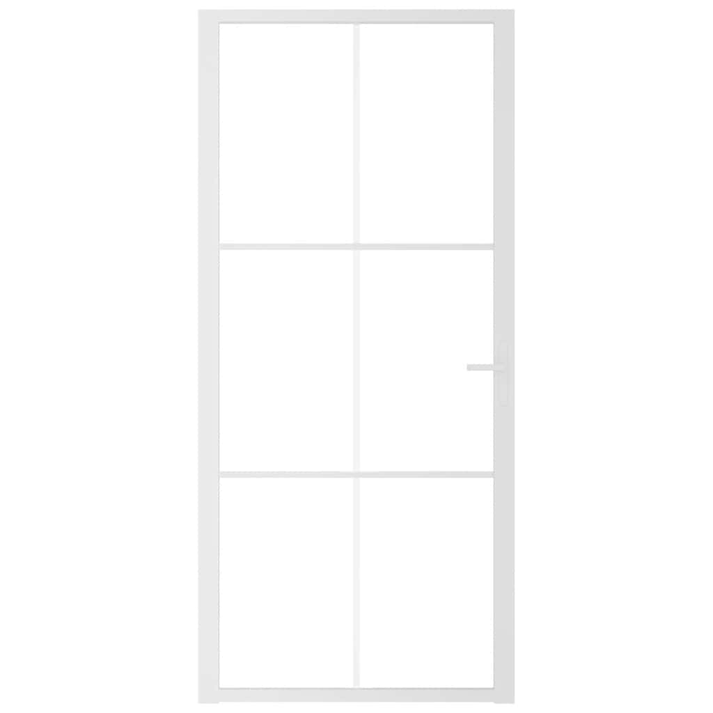 Innentür 93x201,5 cm Weiß ESG-Glas und Aluminium