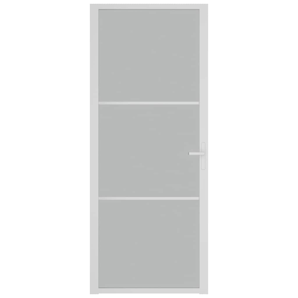 Innentür 83x201,5 cm Weiß Mattglas und Aluminium