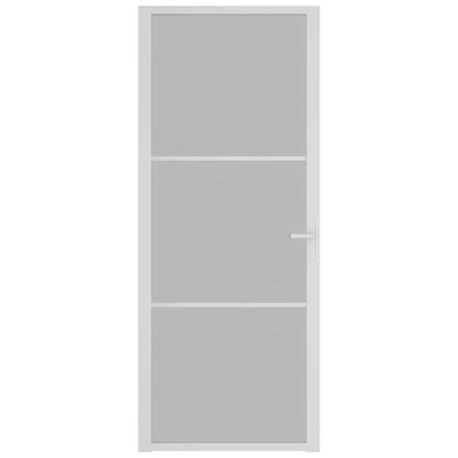 Innentür 83x201,5 cm Weiß Mattglas und Aluminium