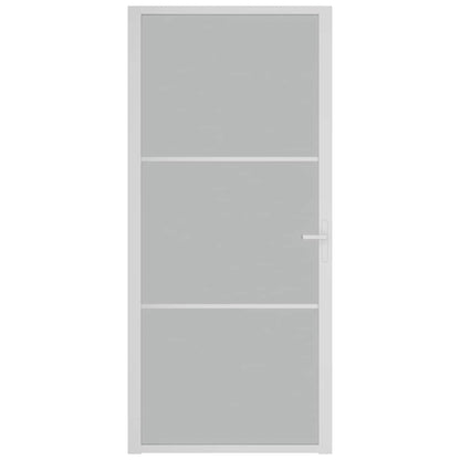 Innentür 93x201,5 cm Weiß Mattglas und Aluminium