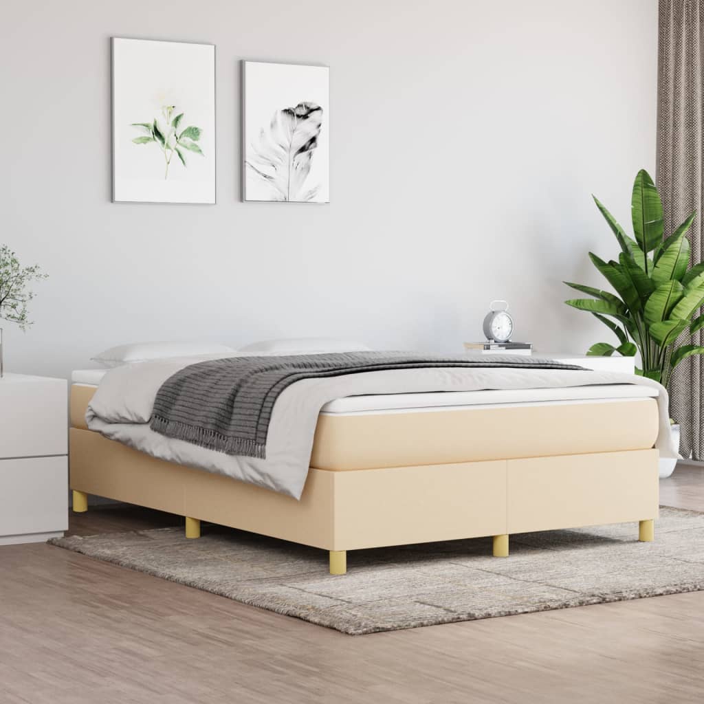 Boxspringbett mit Matratze Creme 140x190 cm Stoff
