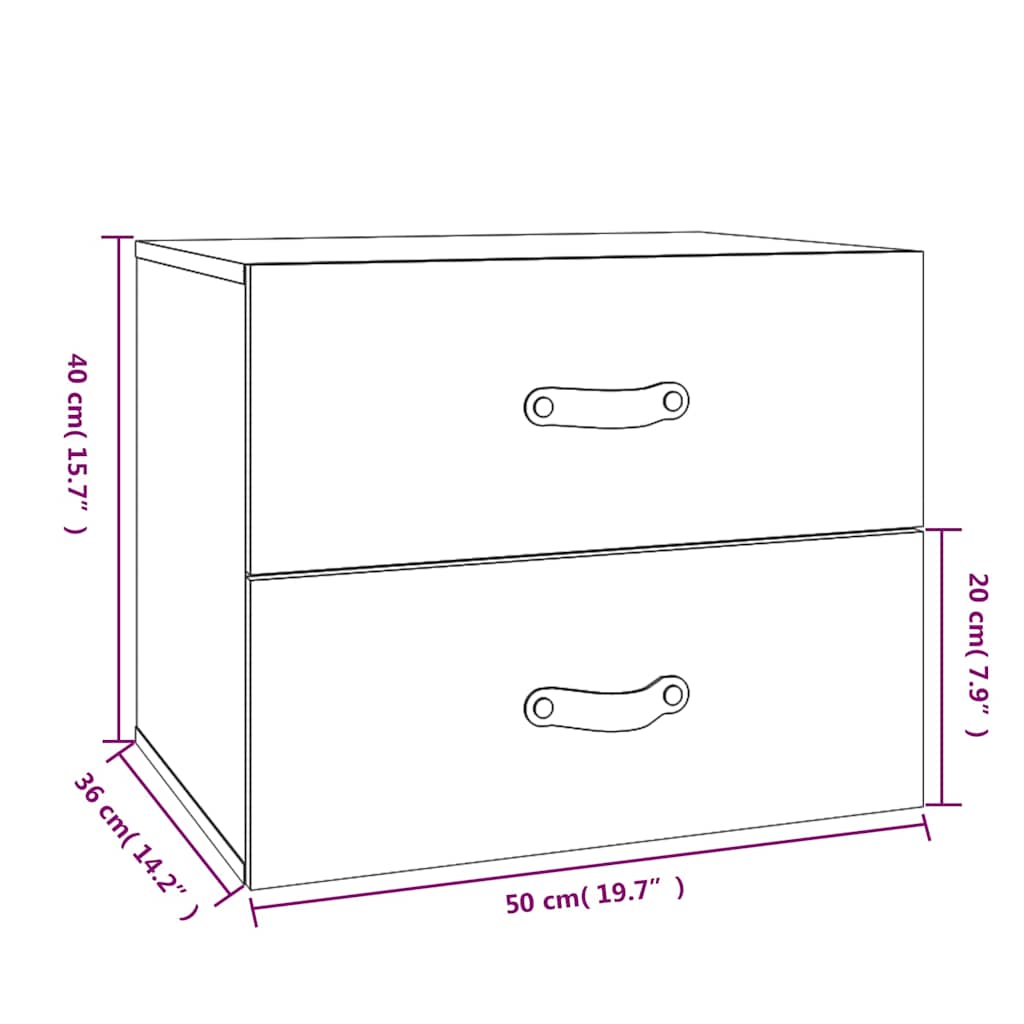 Wand-Nachttische 2 Stk. Honigbraun 50x36x40 cm