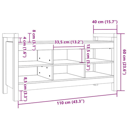 Flurbank Grau 110x40x60 cm Massivholz Kiefer