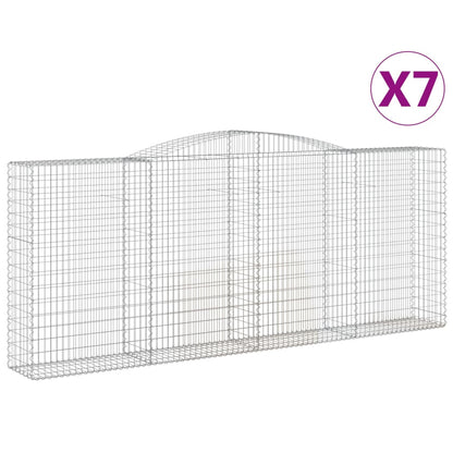 Gabionen mit Hochbogen 7 Stk. 400x50x160/180cm Verzinktes Eisen