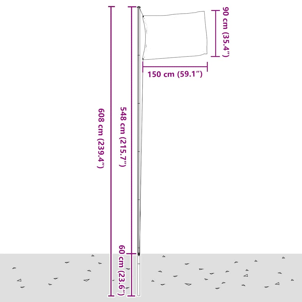 Europaflagge mit Mast 6,08 m Aluminium