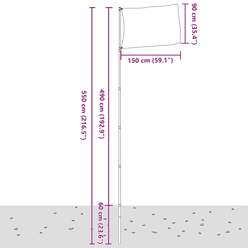 Flagge Belgiens mit Mast 5,5 m Aluminium