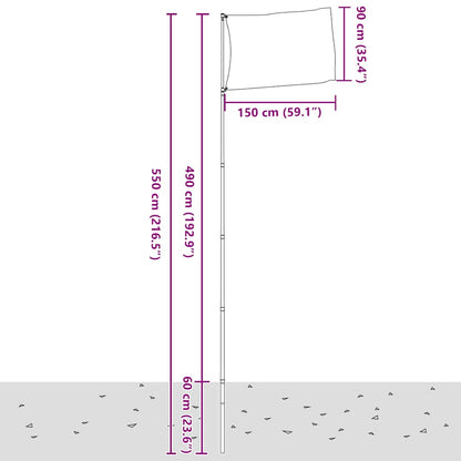 Flagge Belgiens mit Mast 5,5 m Aluminium