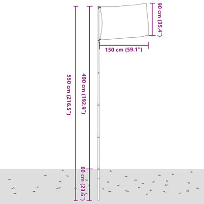 Flagge Großbritanniens mit Mast 5,5 m Aluminium