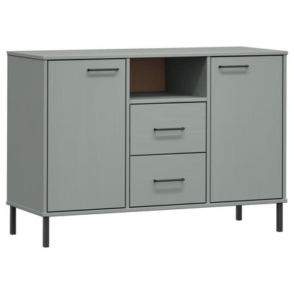Sideboard OSLO mit Metallbeinen Grau 113x40x77 cm Massivholz