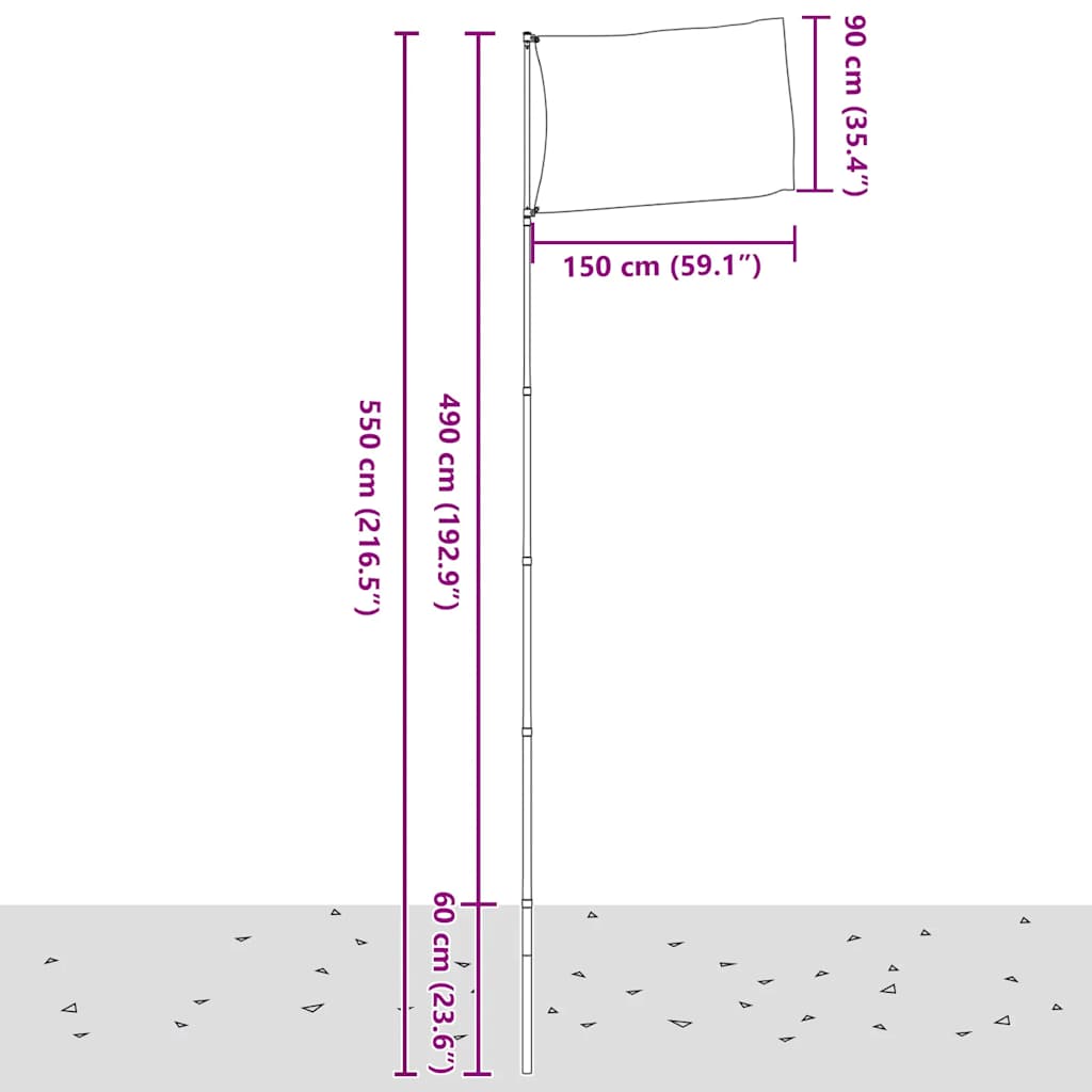 Teleskop-Fahnenmast Silbern 5,5 m Aluminium