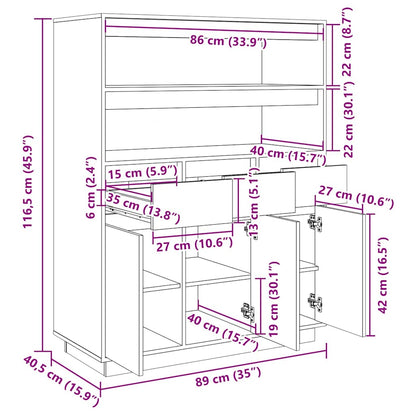 Highboard Honigbraun 89x40x116,5 cm Massivholz Kiefer
