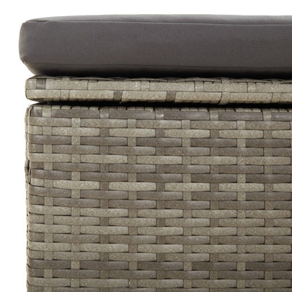 3-tlg. Garten-Lounge-Set mit Kissen Grau Poly Rattan