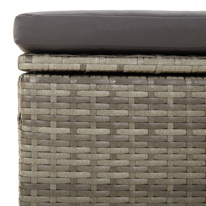 4-tlg. Garten-Lounge-Set mit Kissen Grau Poly Rattan