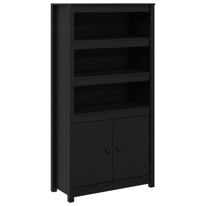 Highboard Schwarz 80x35x154 cm Massivholz Kiefer