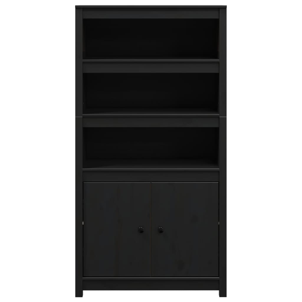 Highboard Schwarz 80x35x154 cm Massivholz Kiefer