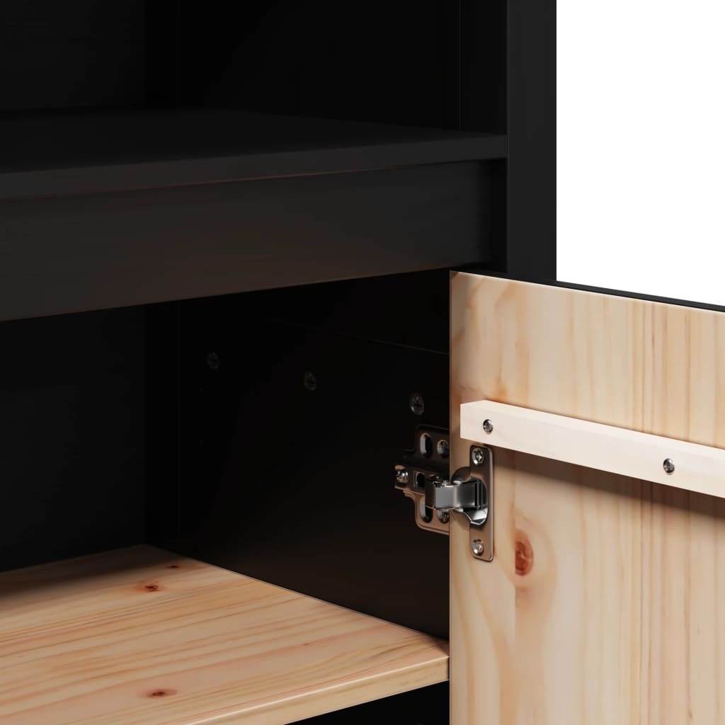 Highboard Schwarz 80x35x154 cm Massivholz Kiefer