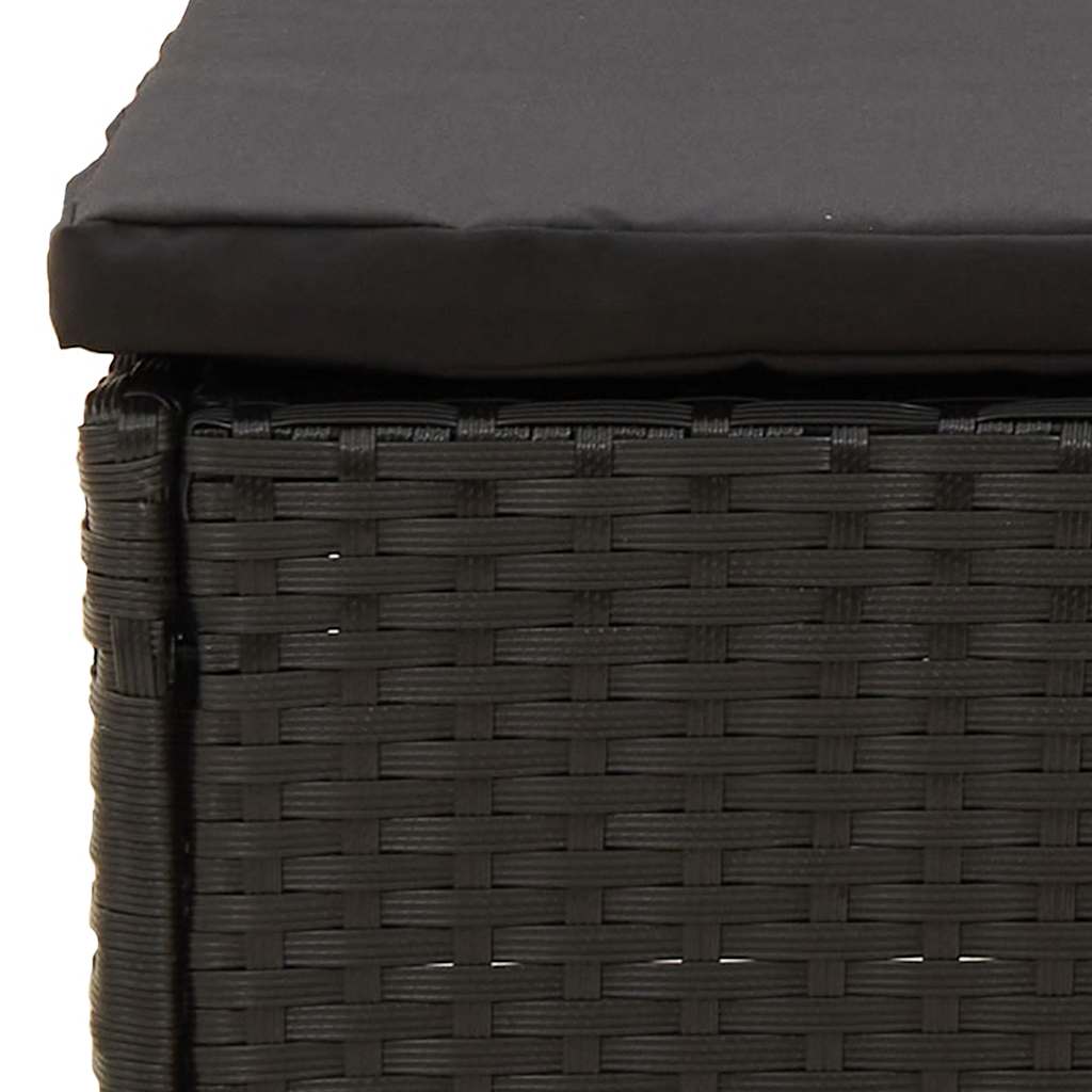 Garten-Mittelsofa mit Kissen Schwarz Poly Rattan