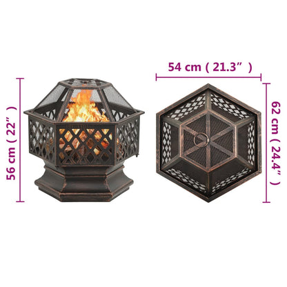 Feuerkorb mit Schürhaken Rustikal 62x54x56 cm XXL Stahl