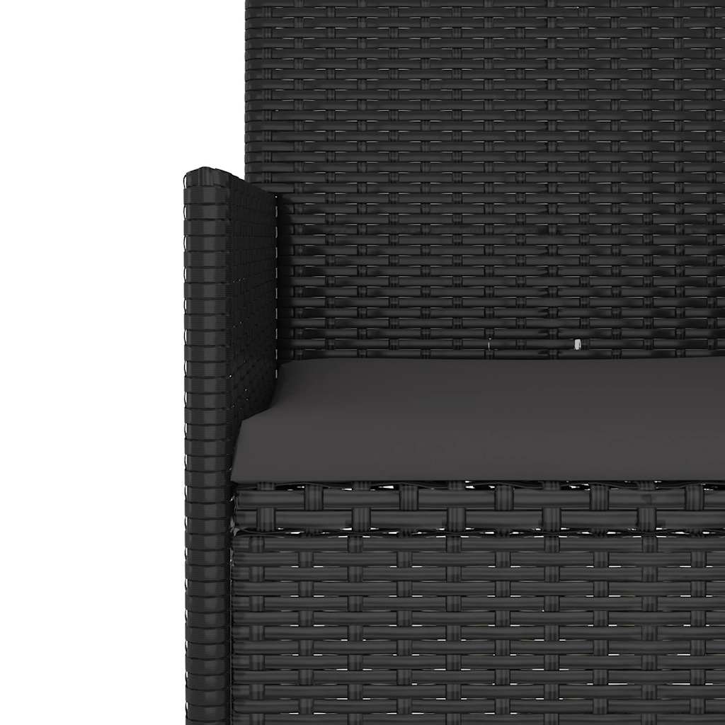 4-tlg. Garten-Lounge-Set mit Kissen Schwarz Poly Rattan