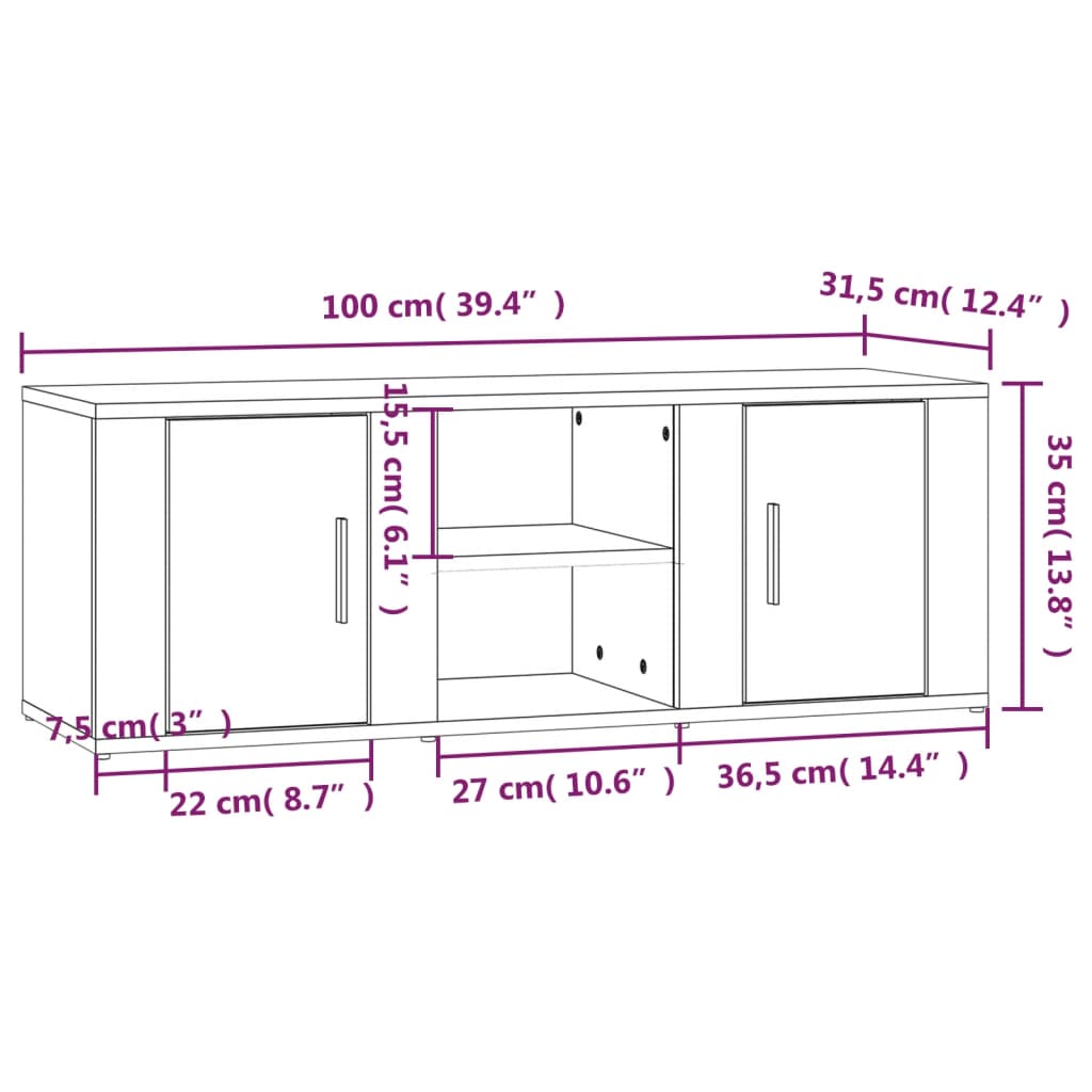 TV-Schrank Sonoma-Eiche 100x31,5x35 cm Holzwerkstoff