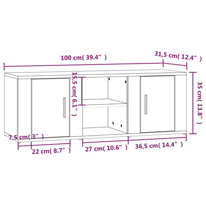 TV-Schrank Betongrau 100x31,5x35 cm Holzwerkstoff