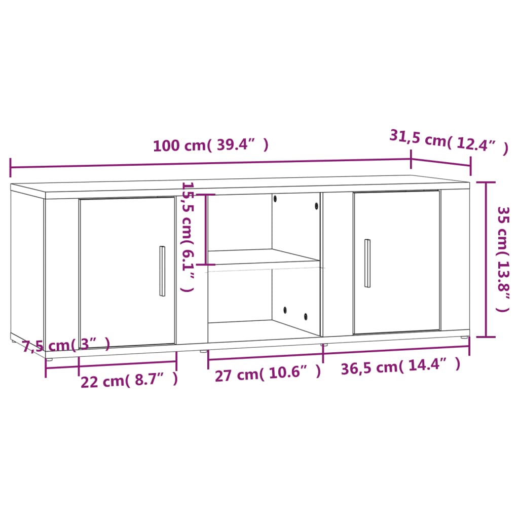 TV-Schrank Räuchereiche 100x31,5x35 cm Holzwerkstoff