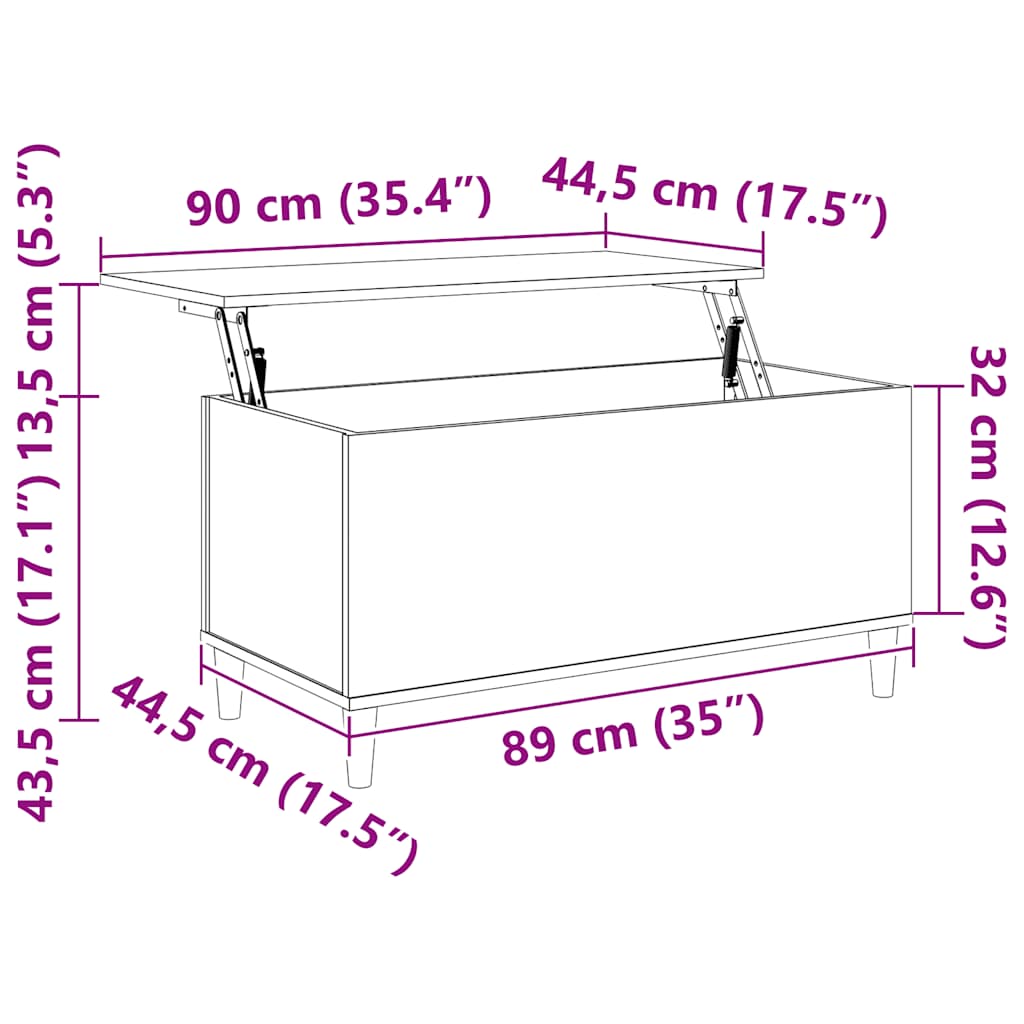 Couchtisch Sonoma-Eiche 90x44,5x45 cm Holzwerkstoff