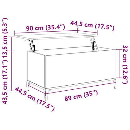 Couchtisch Grau Sonoma 90x44,5x45 cm Holzwerkstoff