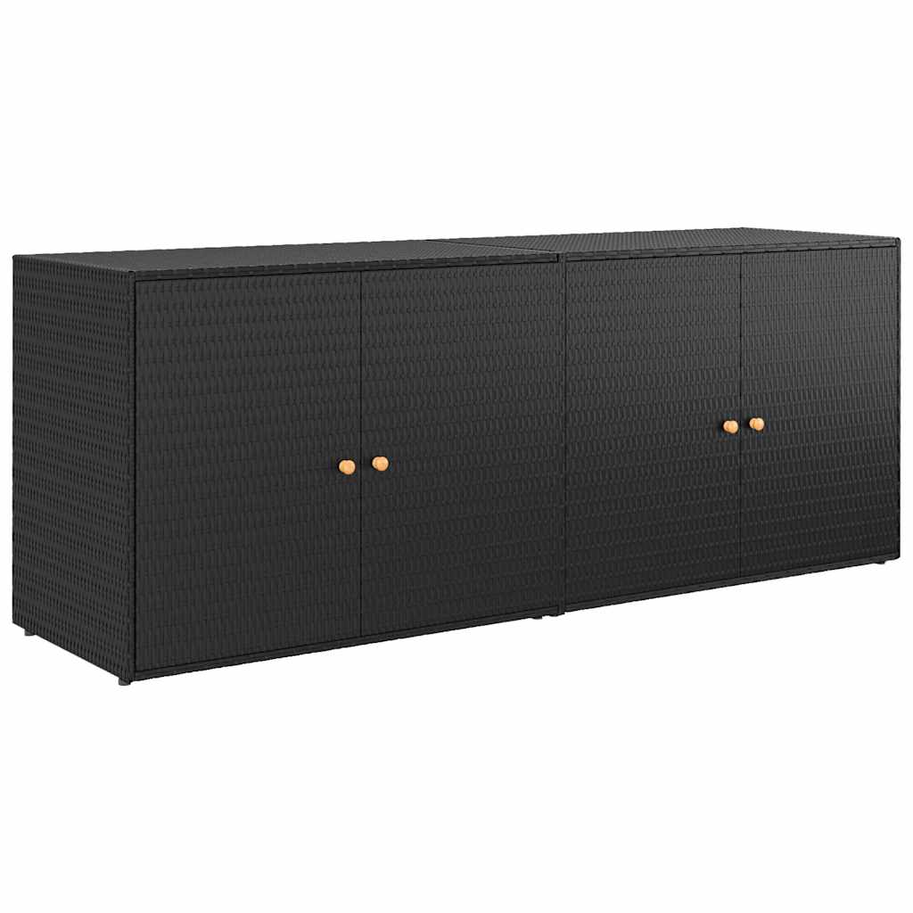 Gartenschrank Schwarz 198 x 55,5 x 80 cm Poly Rattan