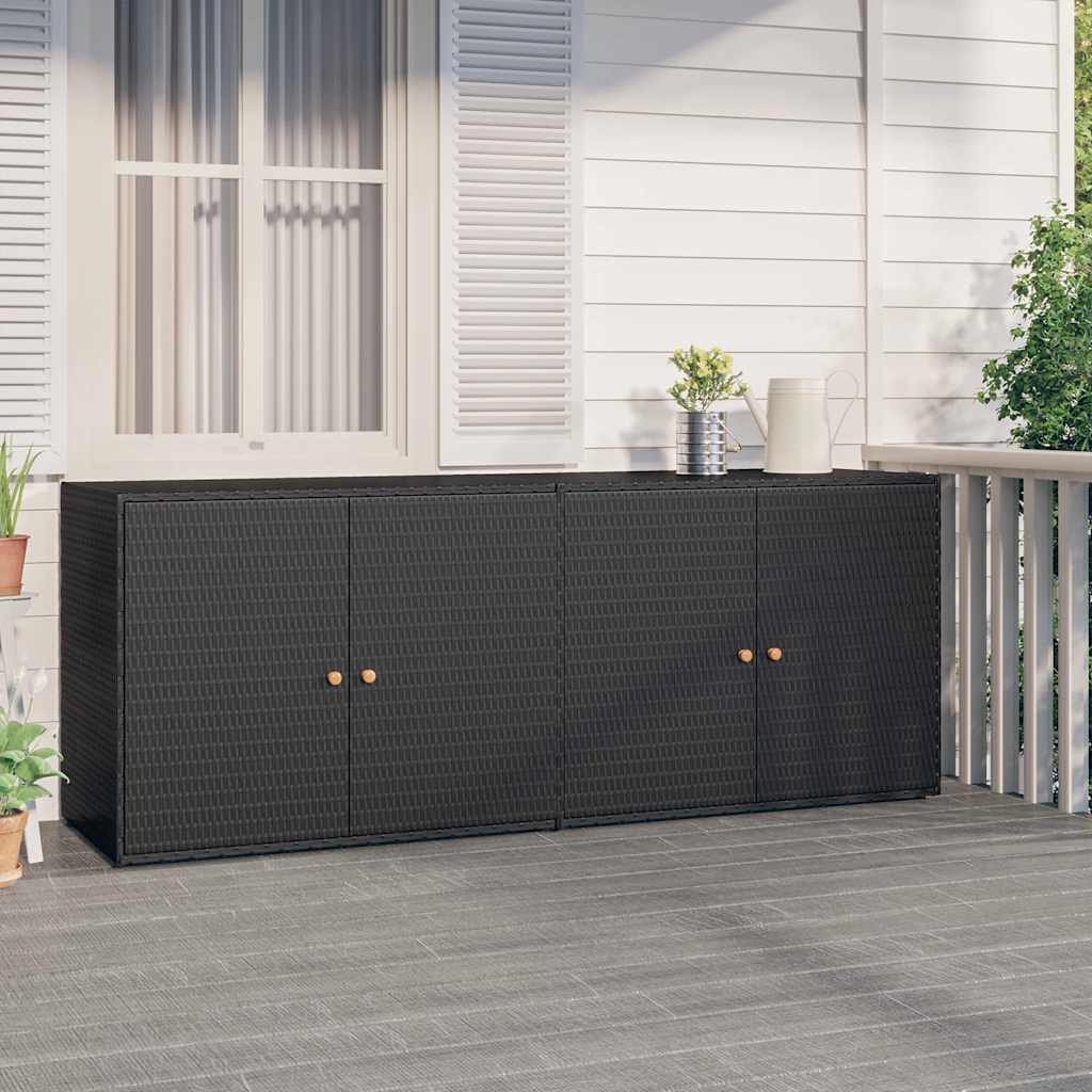 Gartenschrank Schwarz 198 x 55,5 x 80 cm Poly Rattan