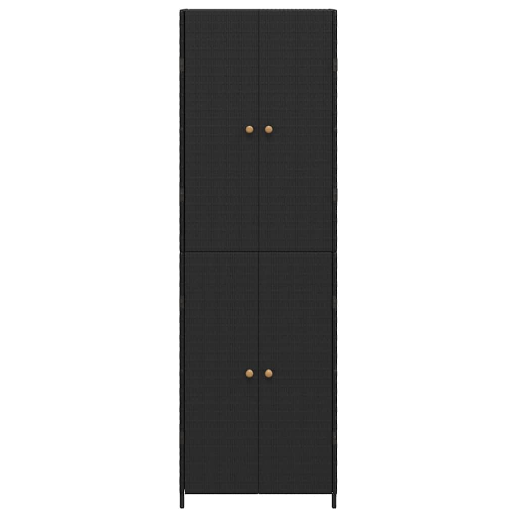Gartenschrank Schwarz 59x40x180 cm Poly Rattan