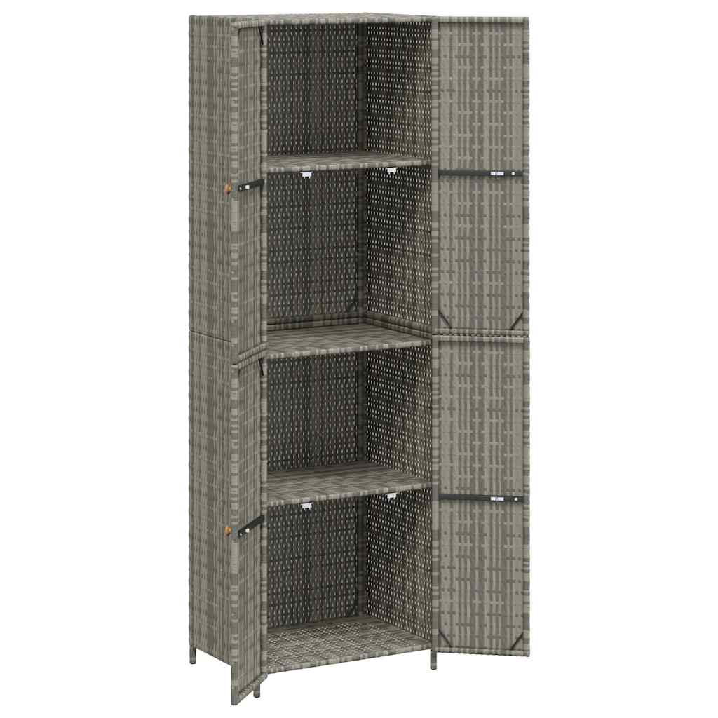 Gartenschrank Grau 59x40x180 cm Poly Rattan