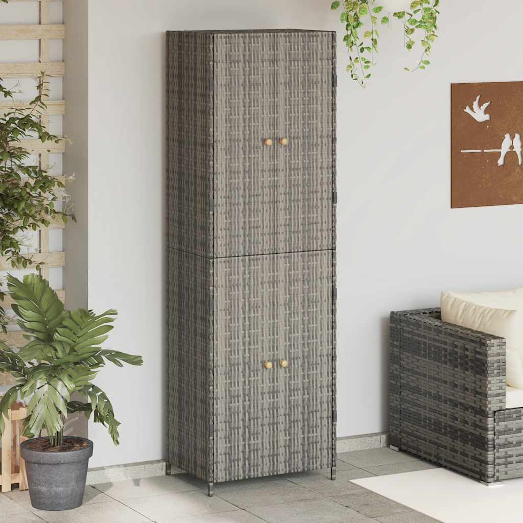 Gartenschrank Grau 59x40x180 cm Poly Rattan