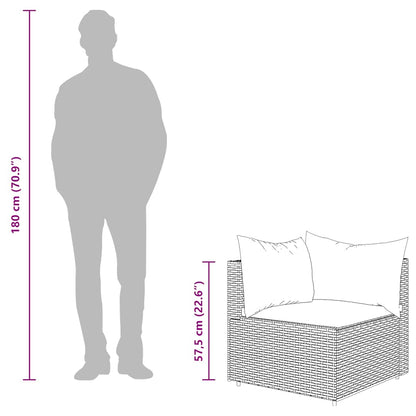 3-tlg. Garten-Lounge-Set mit Kissen Schwarz Poly Rattan