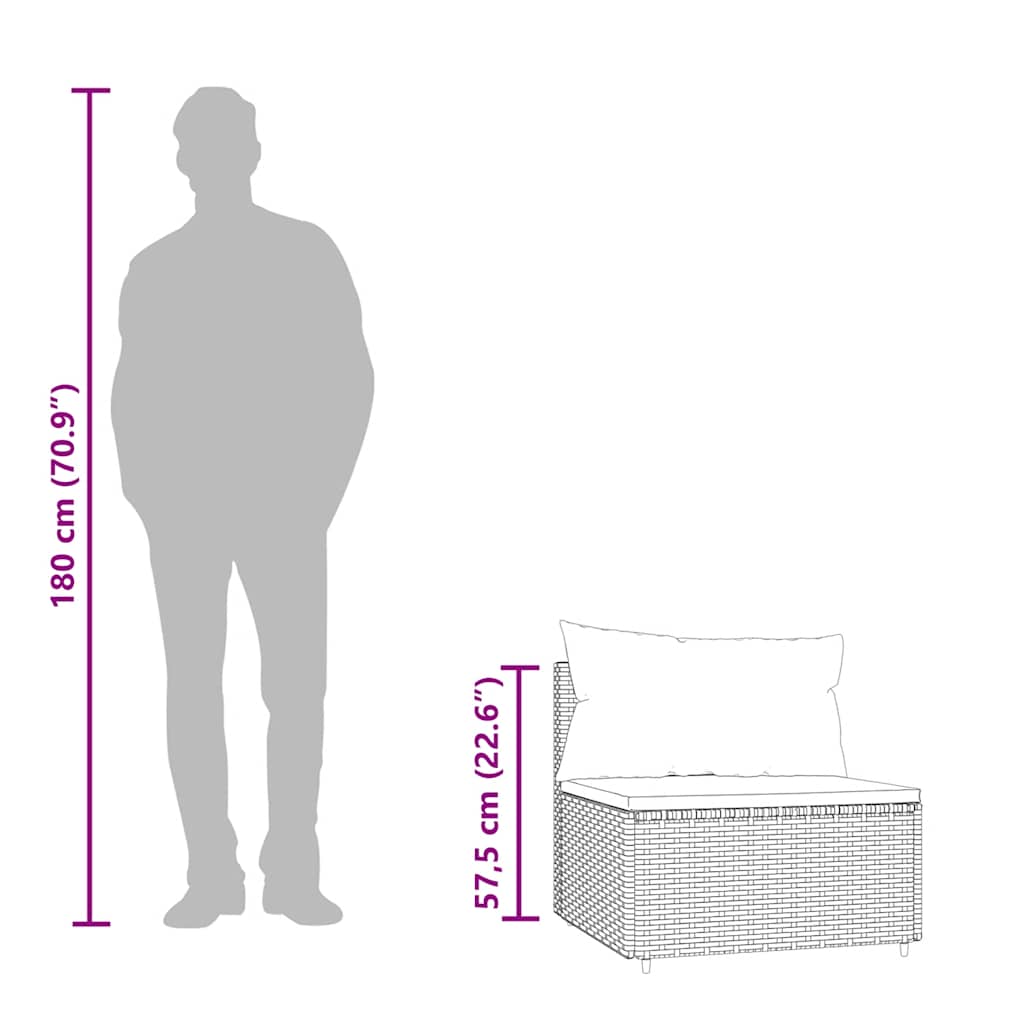 3-tlg. Garten-Lounge-Set mit Kissen Schwarz Poly Rattan