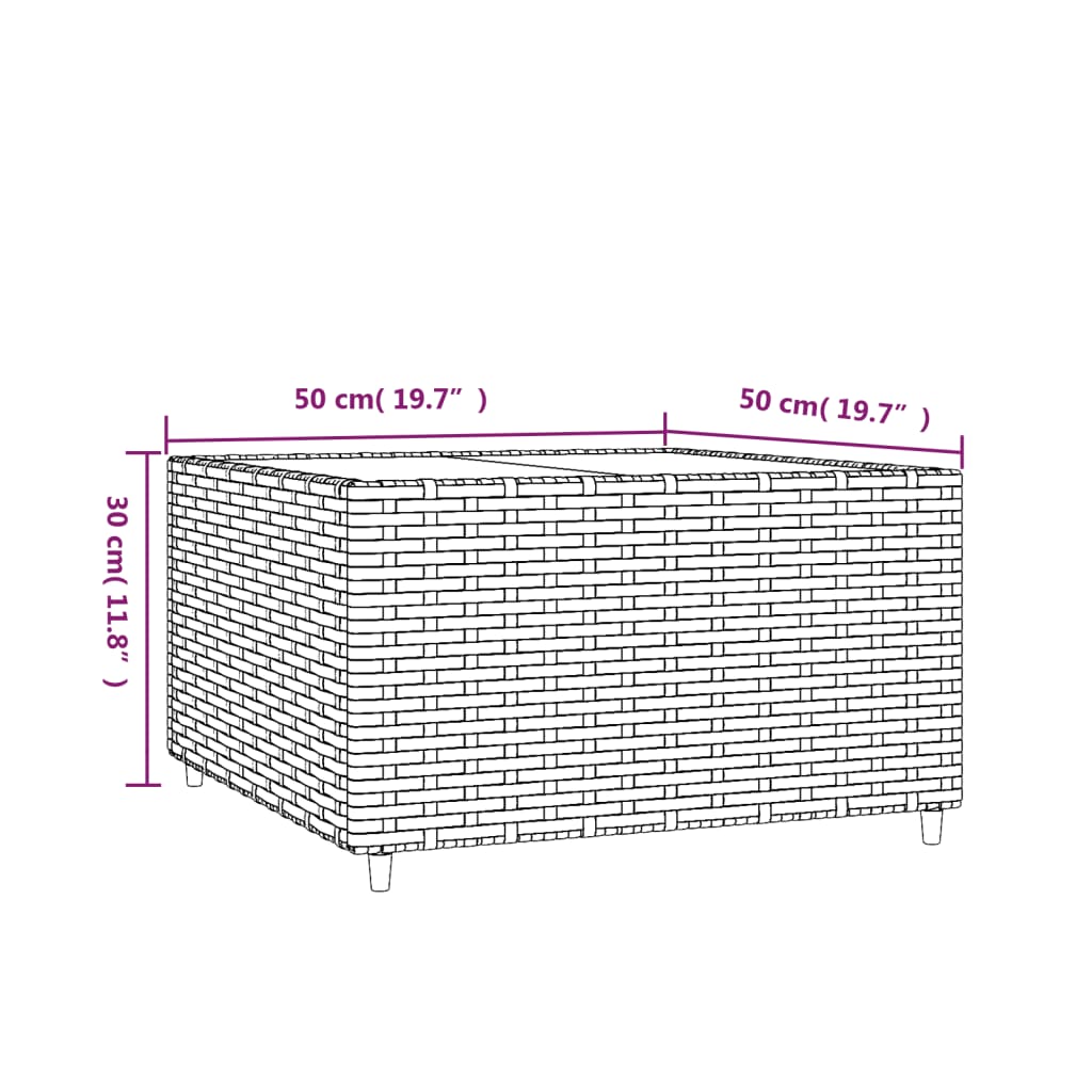Garten-Couchtisch Quadratisch Schwarz 50x50x30 cm Poly Rattan