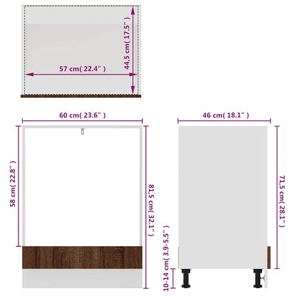 Herdumbauschrank Lyon Braun Eichen-Optik 60x46x81,5 cm Holzwerkstoff