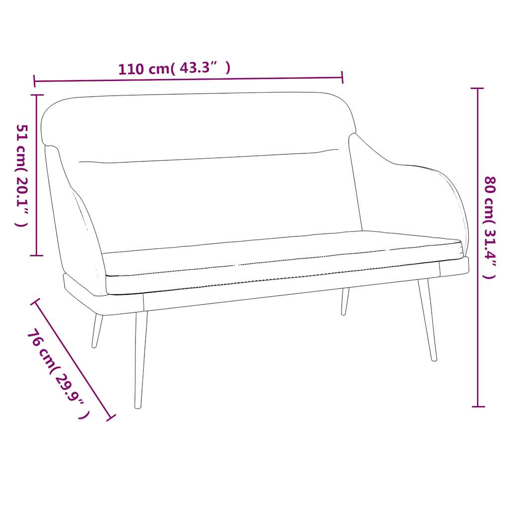 Sitzbank Blau 110x76x80 cm Samt