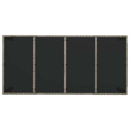 Gartentisch mit Glasplatte Grau 190x90x75 cm Poly Rattan