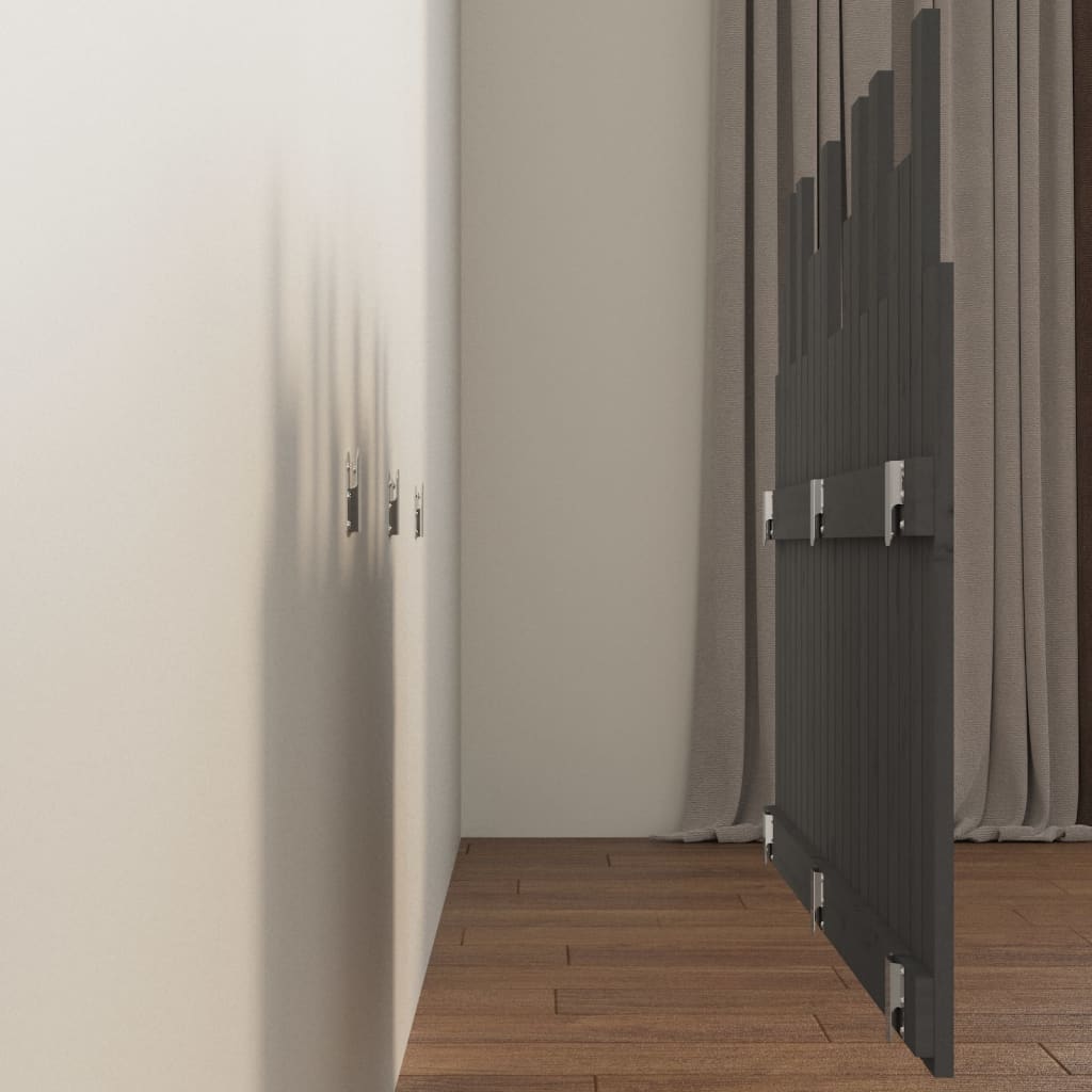 Wand-Kopfteil Grau 127,5x3x80 cm Massivholz Kiefer