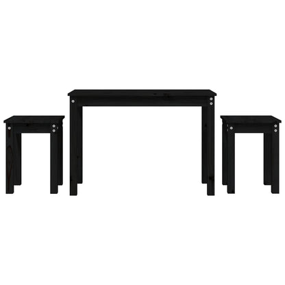 Satztische 3 Stk. Schwarz Massivholz Kiefer