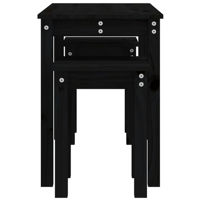 Satztische 3 Stk. Schwarz Massivholz Kiefer