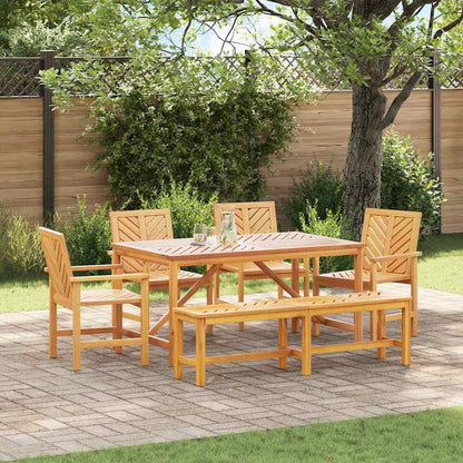 Garten Essgruppe 6 pcs Braun Massivholz Akazie