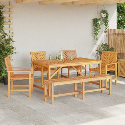 Garten Essgruppe 6 pcs Braun Massivholz Akazie